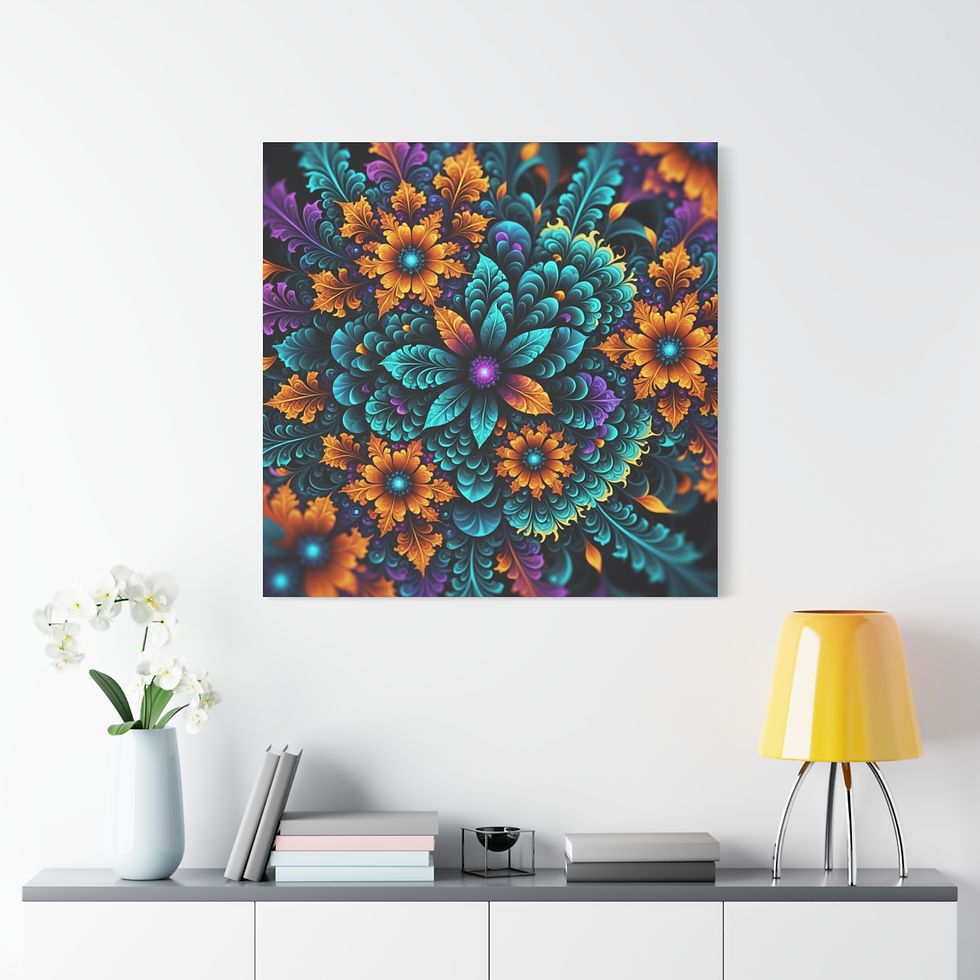 Thumbnail: Teal Contrast Canvas Wall Art, Colorful Wall Decor, Modern Home Art
