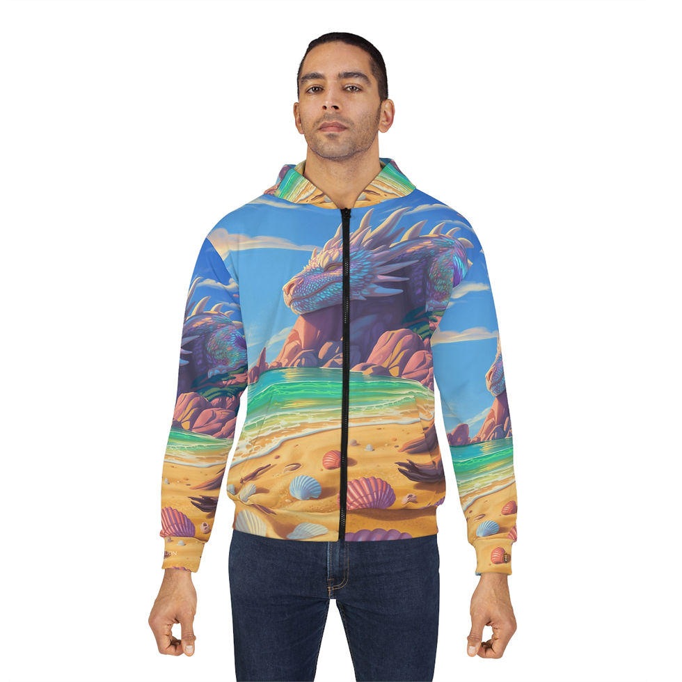 Thumbnail: Seaside Snooze Premium Zip Hoodie, Ocean Art, Sea Creature, Summer Beachwear