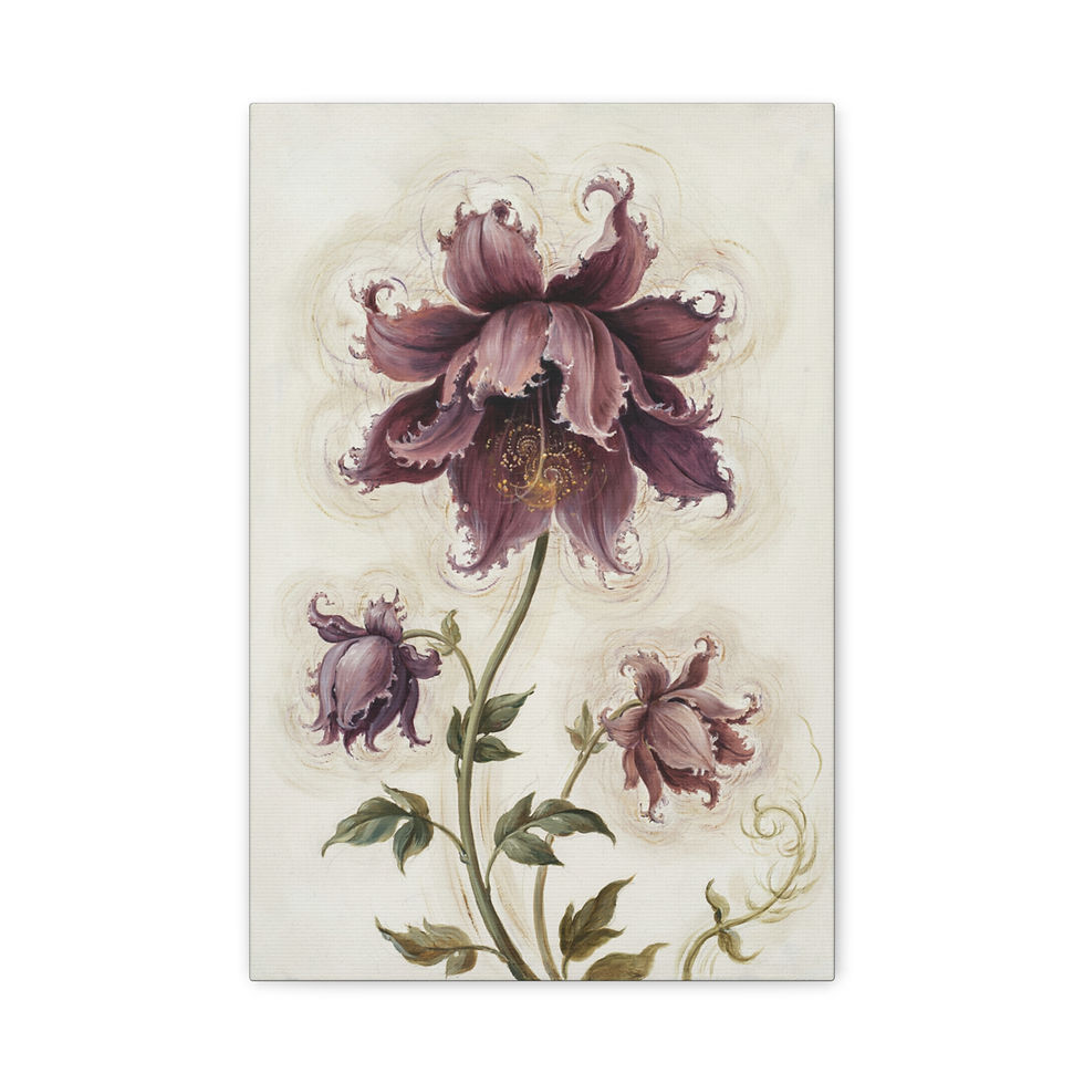 Thumbnail: Vintage Purple Floral Canvas Wall Art — Matte Stretched Flower Print