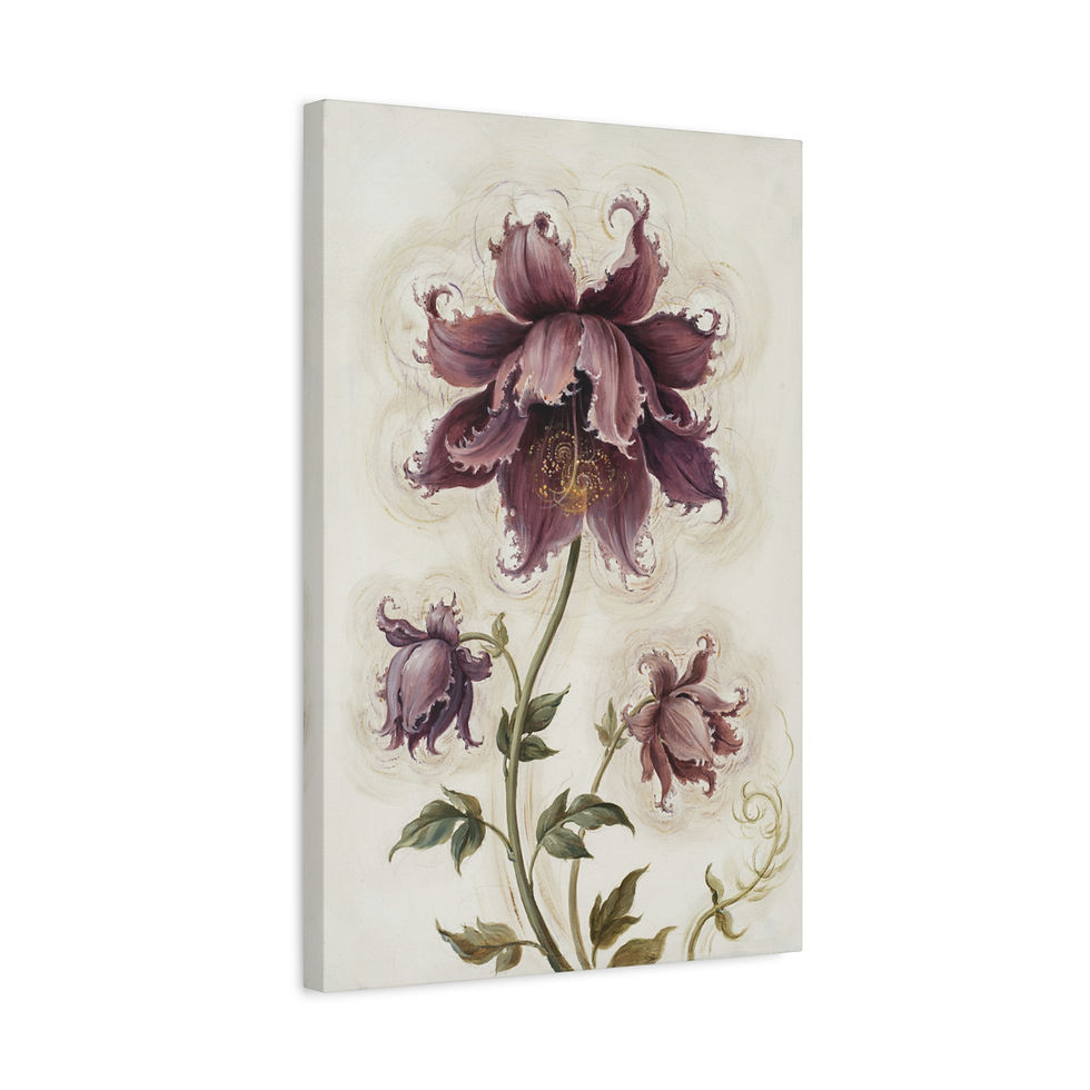 Thumbnail: Vintage Purple Floral Canvas Wall Art — Matte Stretched Flower Print