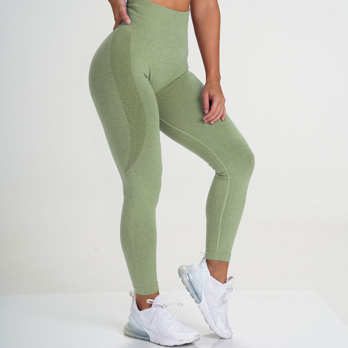 High-Waisted Peach Stretch Yoga Pants for Hip Lift