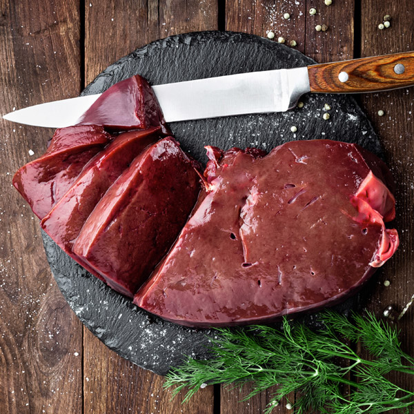 Foie de boeuf de pâturage tranché