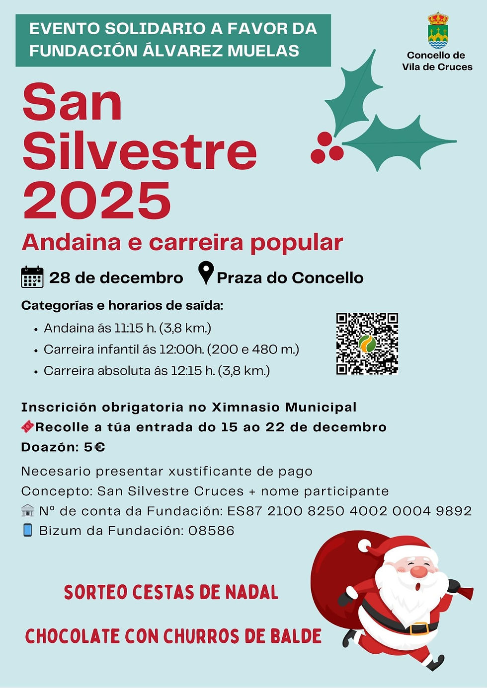 A tradicional San Silvestre de Cruces será un evento solidario a favor da Fundación Martín Álvarez Muelas