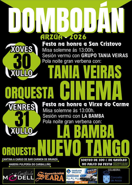 Dombodán, en Arzúa, celebra o 30 e 31 de xullo as súas festas do San Cristovo e da Virxe do Carme
