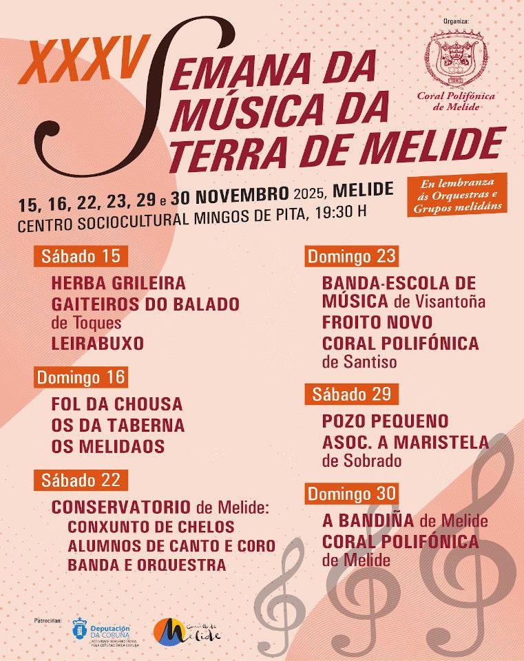Arranca hoxe en Melide a 25ª edición da Semana da Música da Terra de Melide