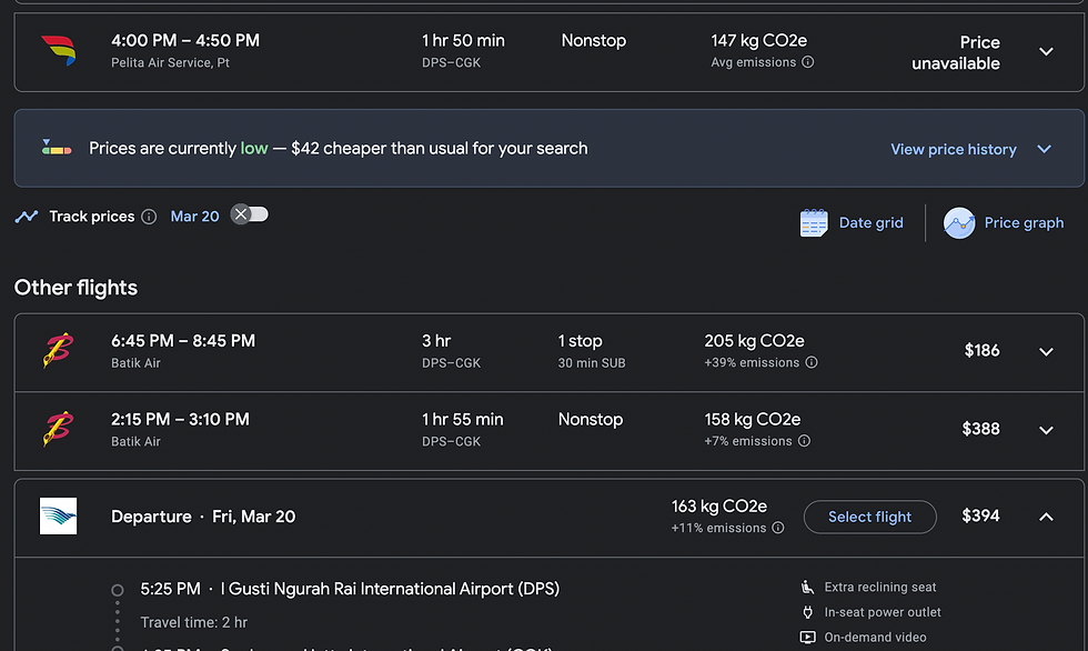 These are for options in March, as I didn't take any pictures upon booking