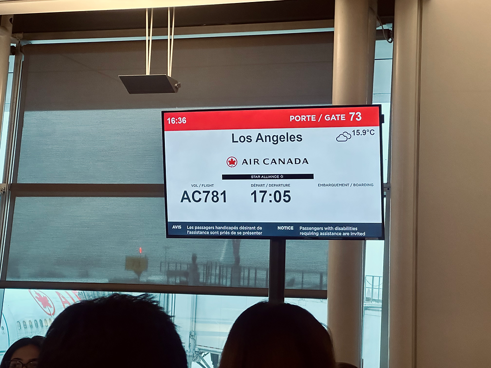 Air Canada Montreal to Los Angeles Boarding