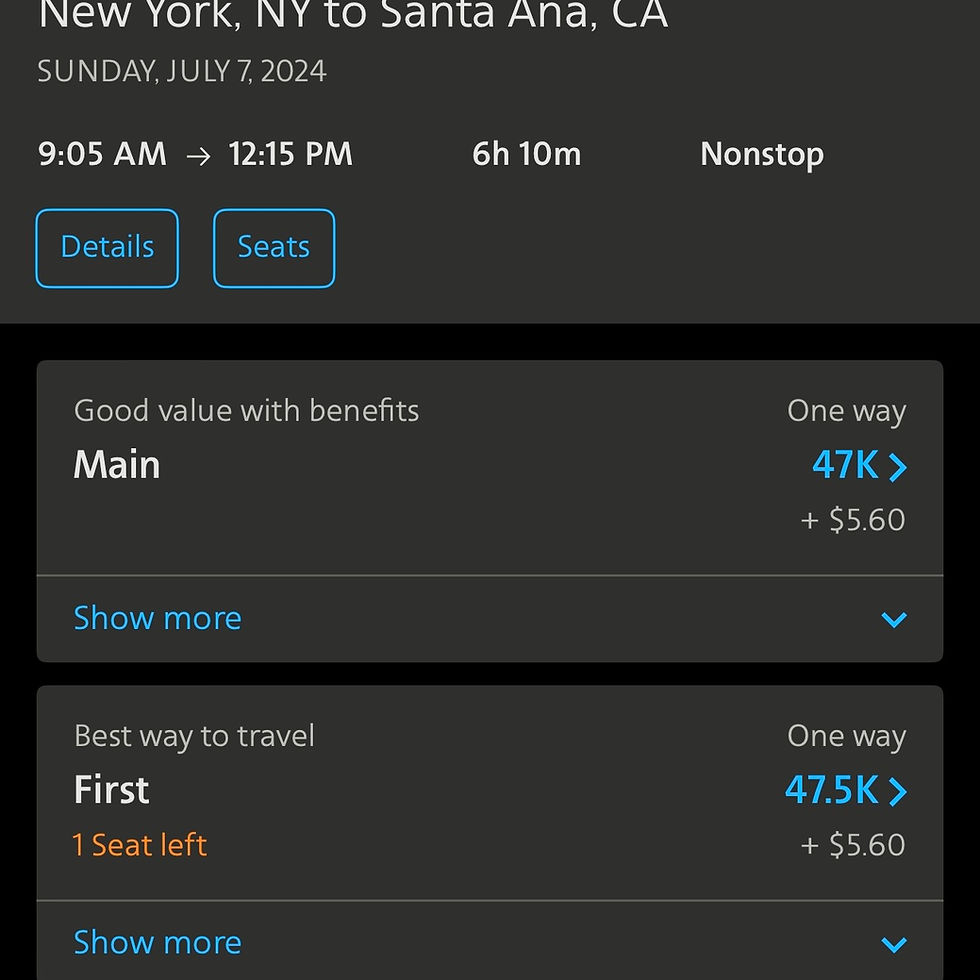 American Airlines Sweet Spot Transcon