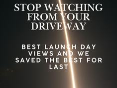 Long exposure photography of a NASA rocket launch streak over the Florida Space Coast at sunset near Kennedy Space Center.