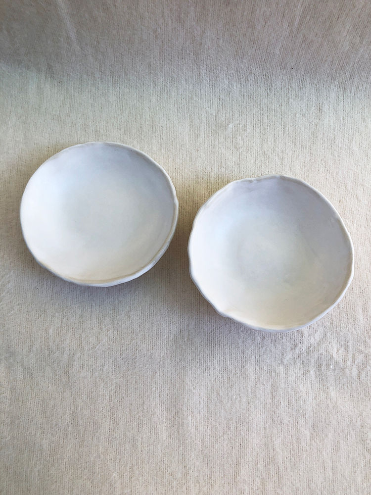 Thumbnail: Pair of Bowls - woven braid bottom in white