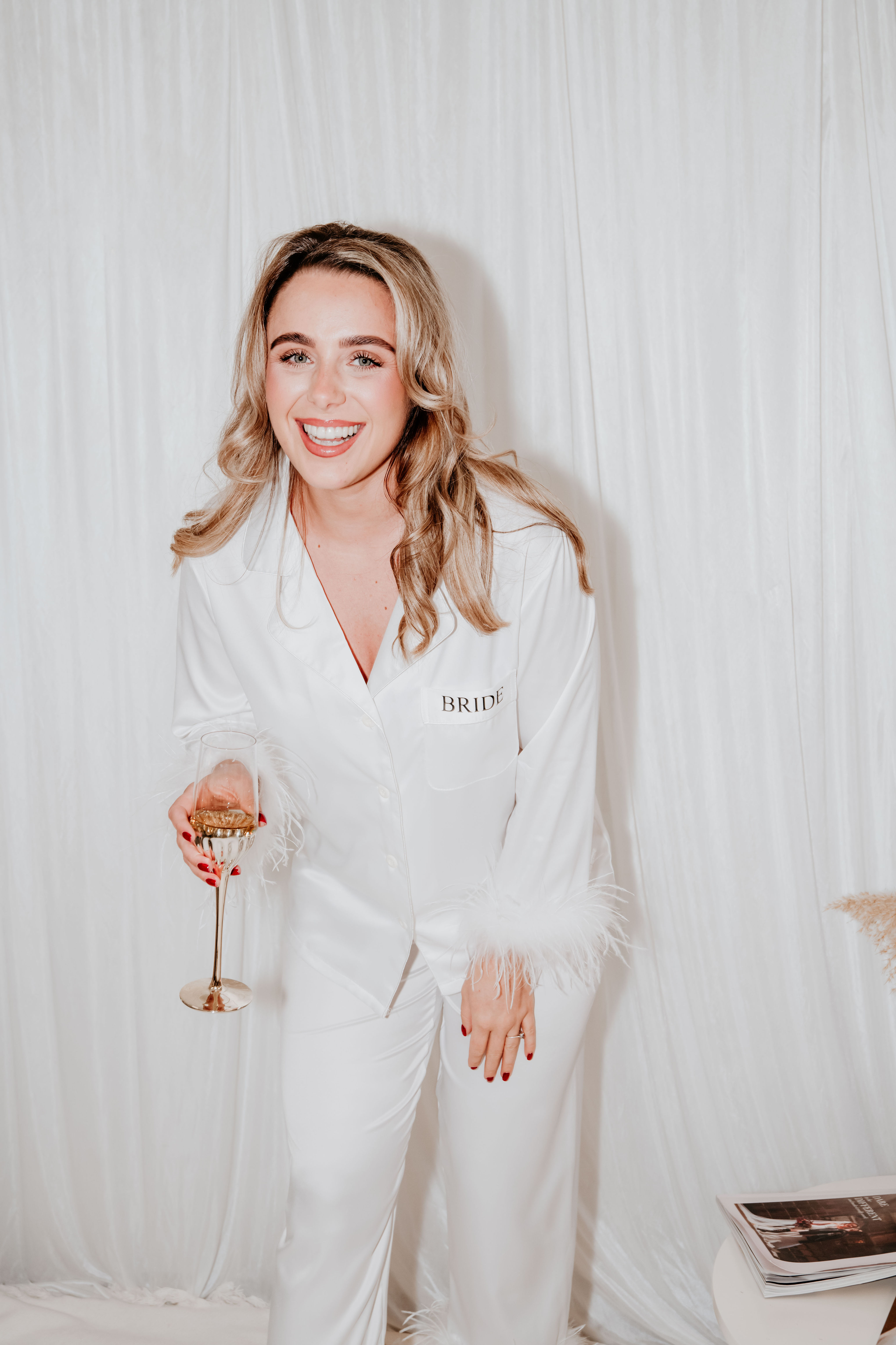 Luxury Bridal Pyjamas with feather detail