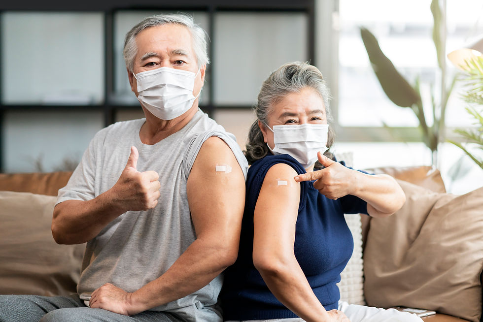 old-asian-senior-couple-wearing-face-mask-virus-protection-happiness-cheerful-show-bandage