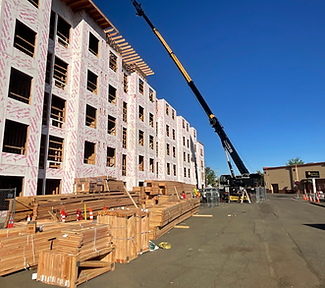 Tall crane next to a building in progress