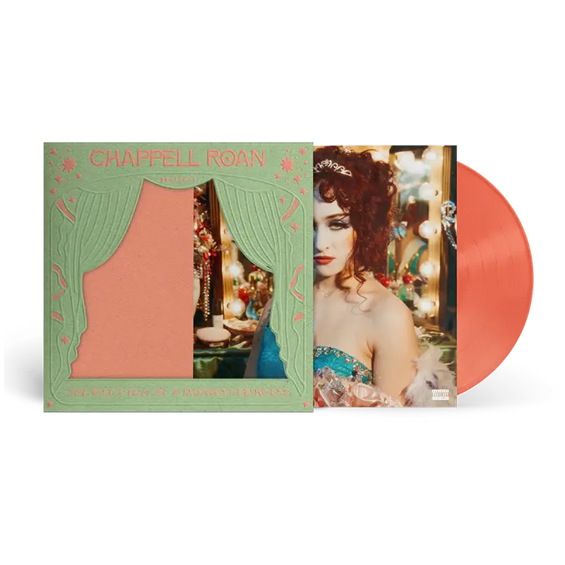 Album cover art for Chappell Roan - Rise and Fall of a Midwest Princess - Anniversary Edition with black vinyl.
