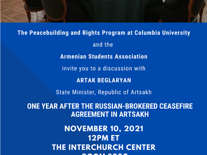 Today at Noon: A Discussion with Artak Beglaryan, State Minister of the Republic of Artsakh