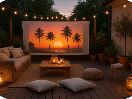 Terrasse chill cosy cinéma extérieur relax chaleureux