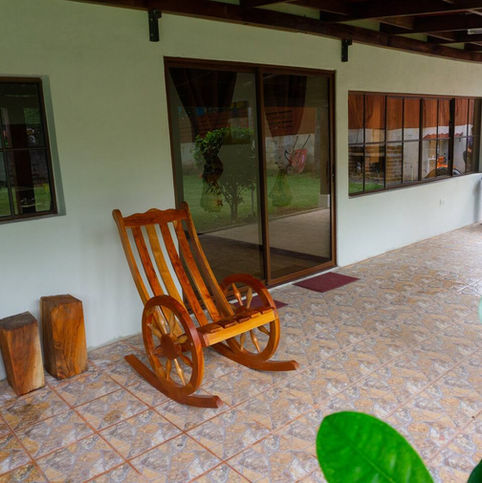 rest room with wood furniture
