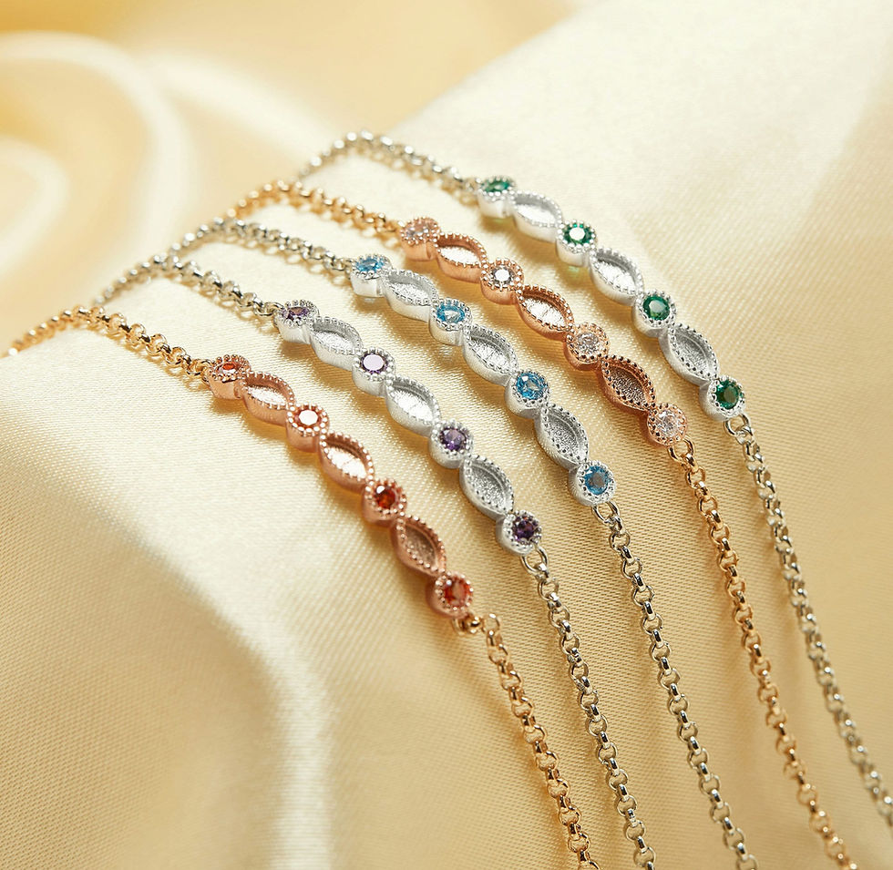 Thumbnail: breastmilk bracelet with birthstones