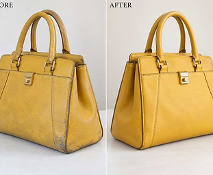 Yellow luxury bag restoration befor and after