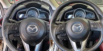 Steering wheel repair before and after photo