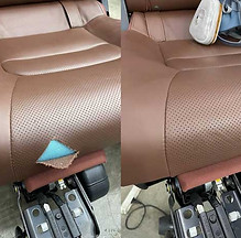 Torn Leather Car seat before and after fixing