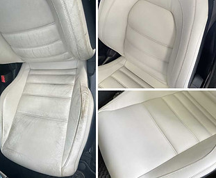 Torn Leather Car seat before and after fixing
