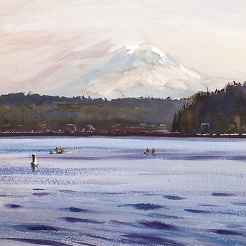 Plein Air at Madrona Beach, 2-48-3-48pm, Thursday 8.11.22, Lazy, Sunny, Very Faint Rainier