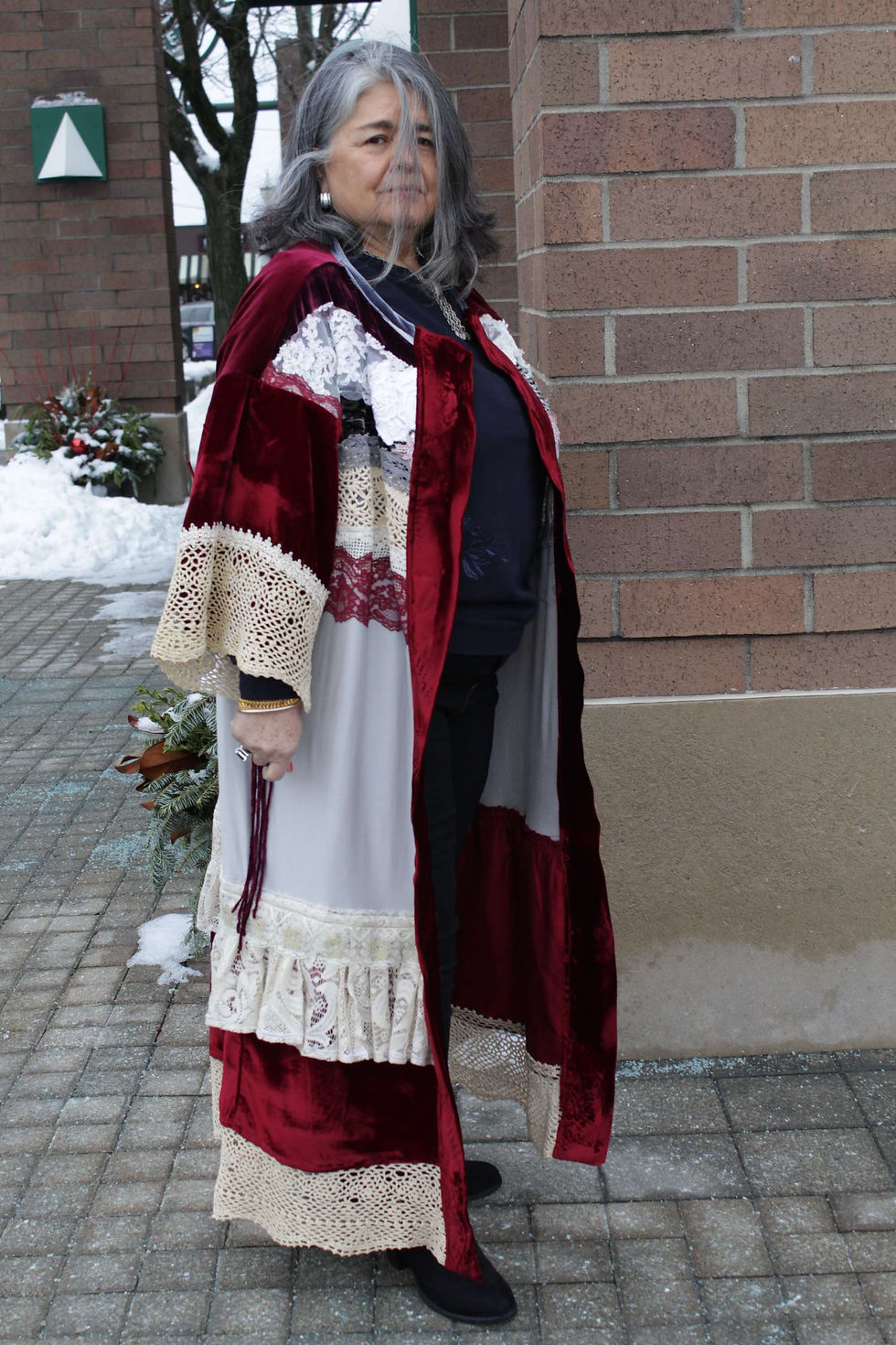 Thumbnail: Burgundy patchwork Kimono 