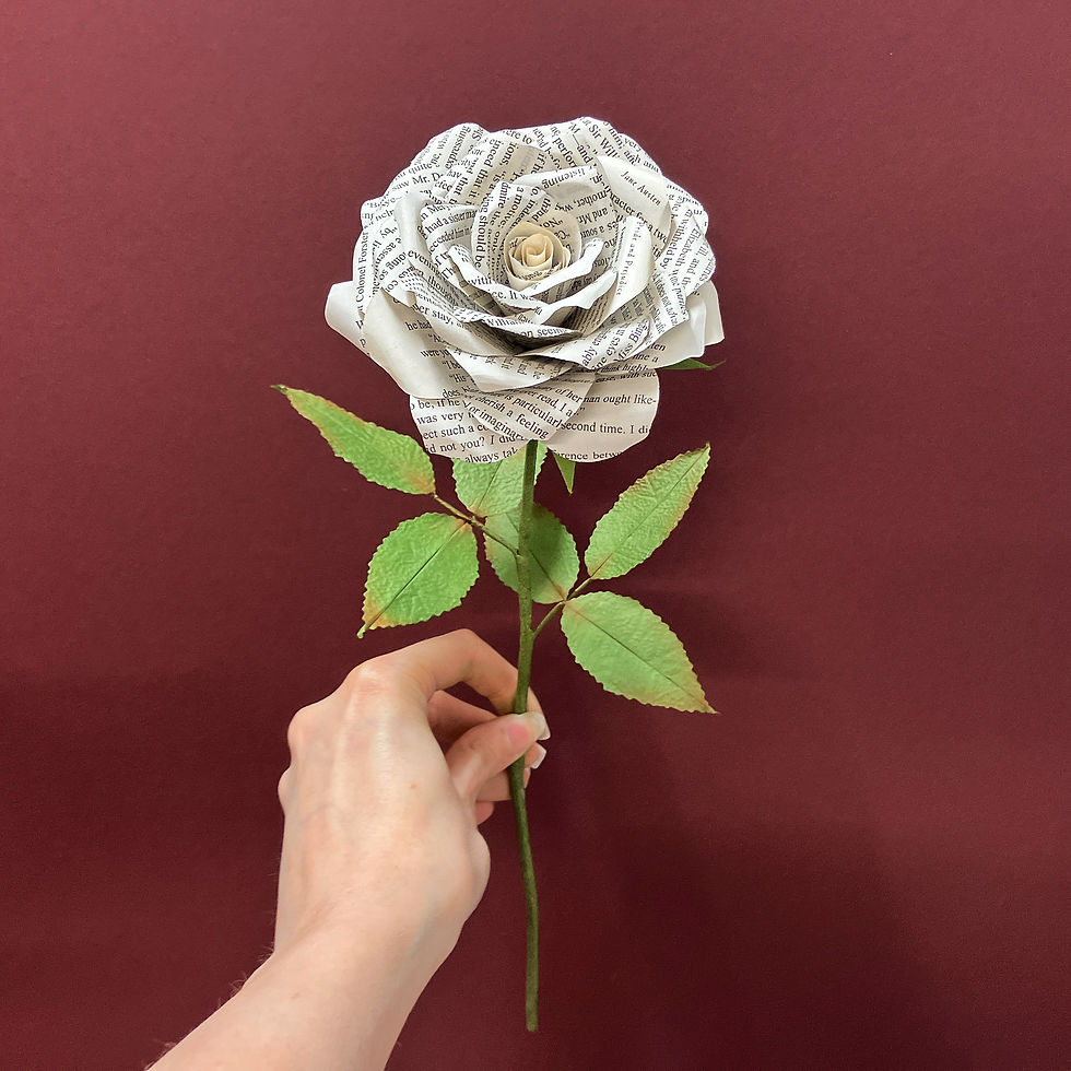 Book Paper Rose Stem With Green Leaves