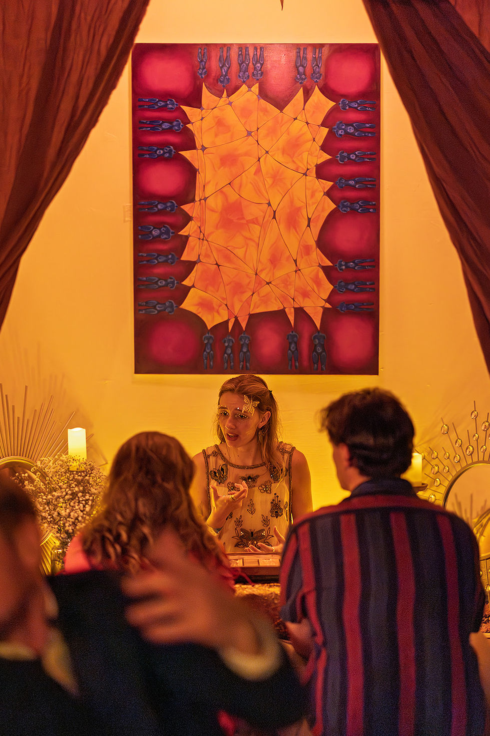 A tarot reader at Paper Whale's Afterlife, a Halloween masquerade party in Bellingham, WA.