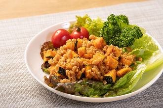 カボチャの肉味噌あえ