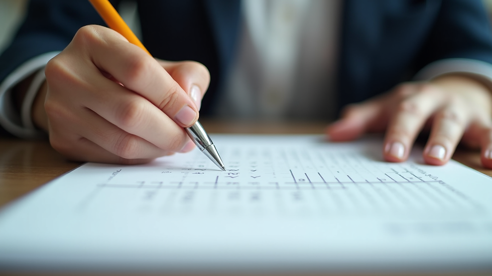 Close-up view of a person writing a budget plan on paper