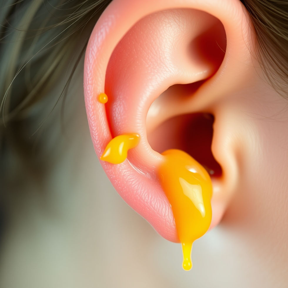 Close-up of earwax in the outer ear canal — illustrating earwax accumulation requiring specialist removal
