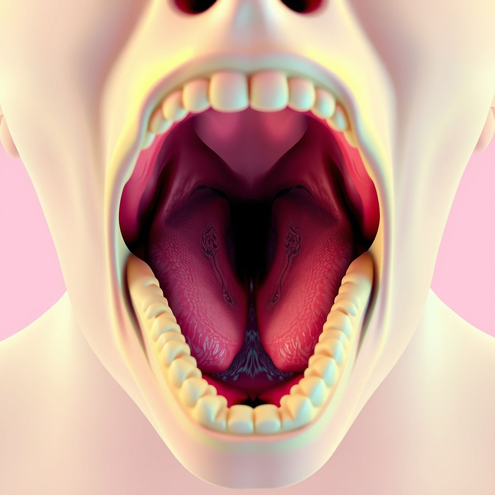 Medical illustration of the open mouth and throat showing the tonsils — relevant to tonsillitis and tonsillectomy surgery performed by Dr Vyas Prasad at Absolute ENT, Singapore