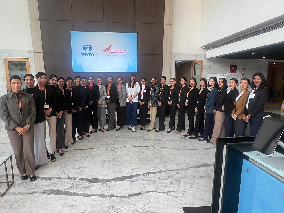 Tonisha Pawar with Air India cabin crew