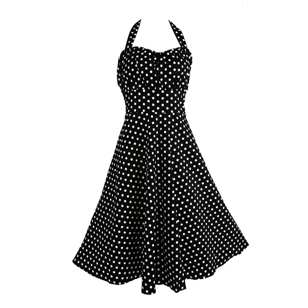 Thumbnail: Polkadotted Halterneck Bustier Summer Dress