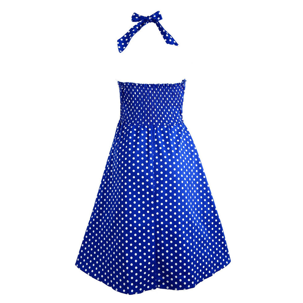 Thumbnail: Polkadotted Halterneck Bustier Summer Dress