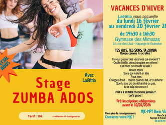 STAGE ZUMBA ADOS : Inscriptions ouvertes