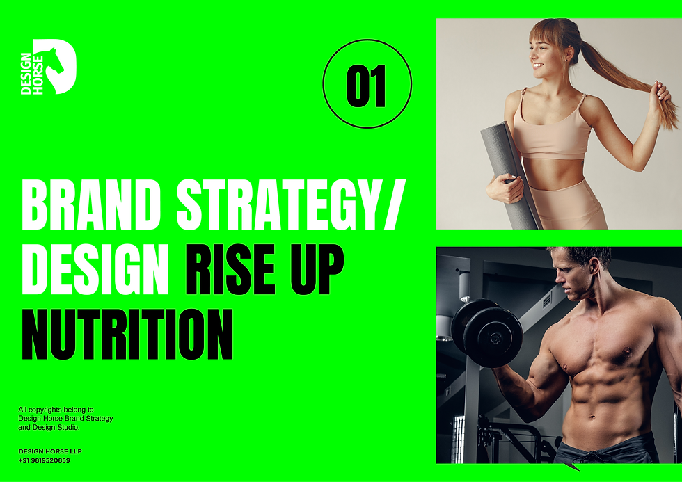 Bold neon green cover for Rise Up Nutrition brand strategy and design case study by Design Horse, featuring fitness lifestyle