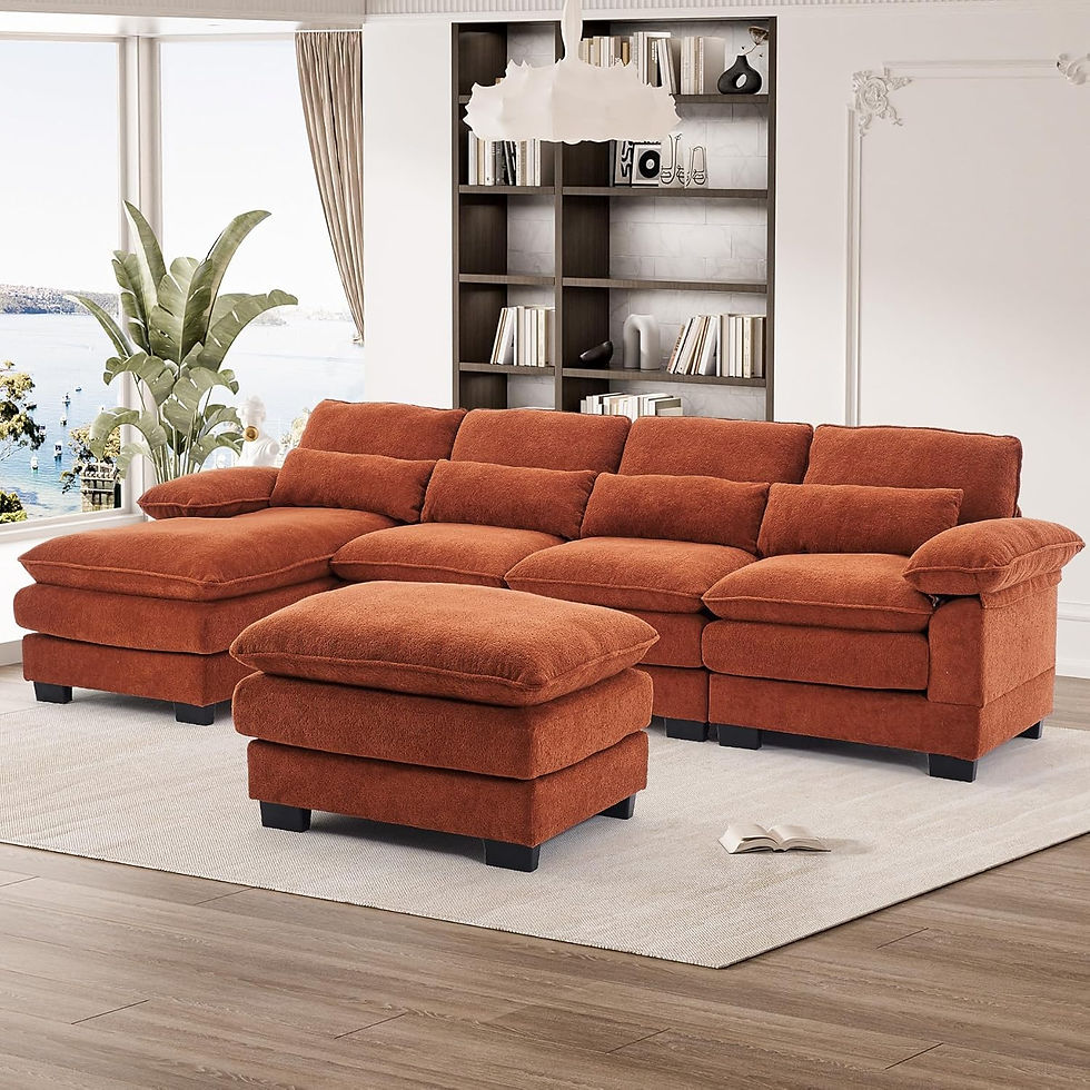 Thumbnail: U Shape Sectional Sofa Cloud Couch Comfy Modular Sofa, L-Shaped Sleeper Sofa wi