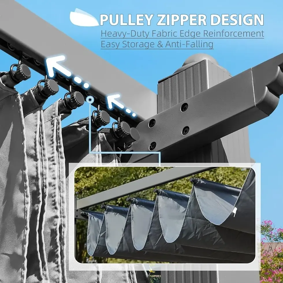 Thumbnail: Outdoor Pergolas,12 X 20 FT Pergola, Aluminum with Retractable Canopy