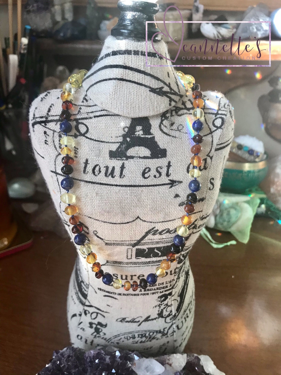 Amber and Lapis Lazuli Infant/toddler Necklace