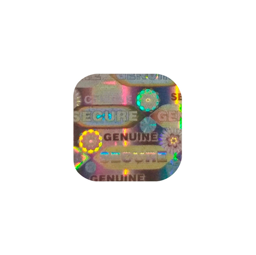 holograma de seguridad pequeno cuadrado plateado