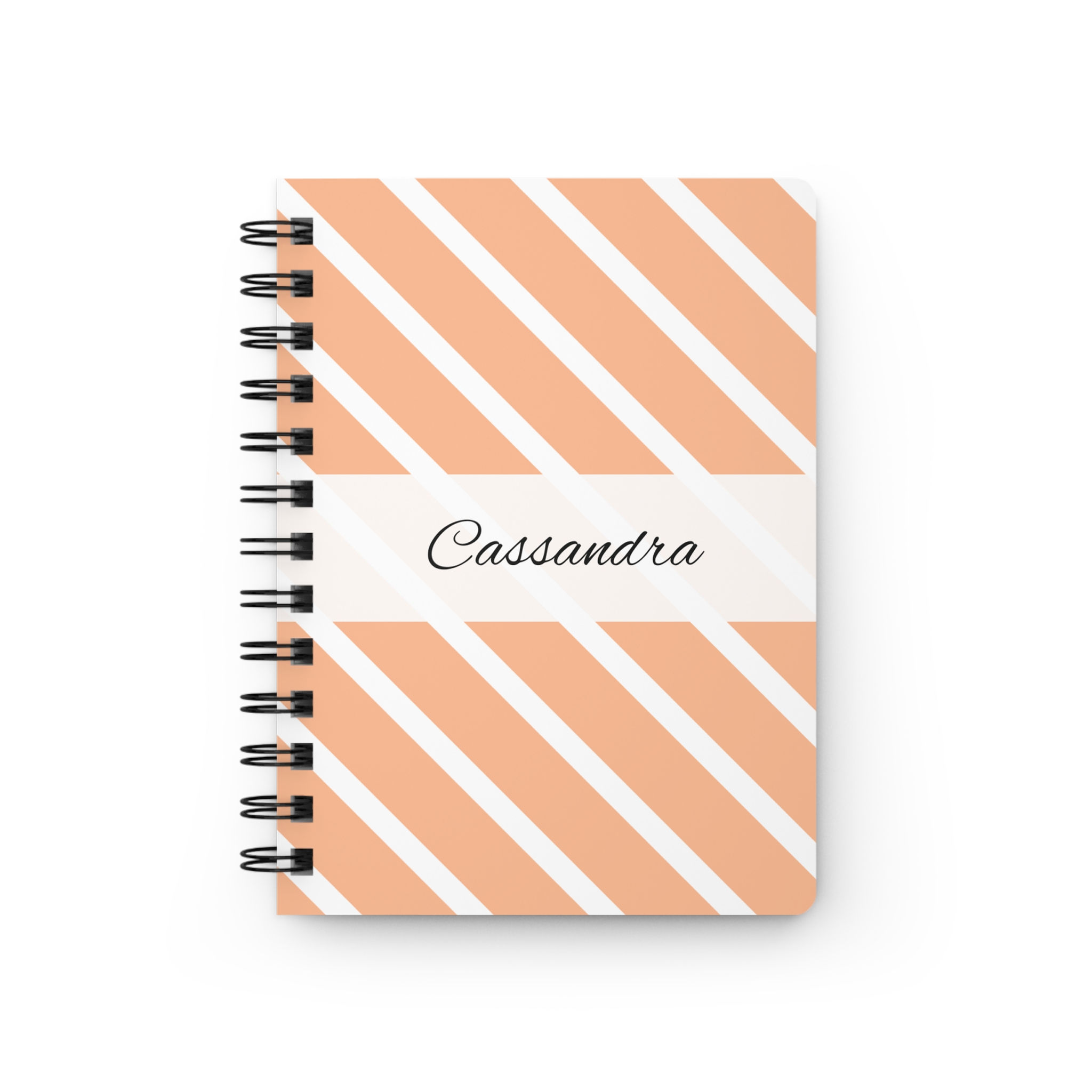Personalized Striped Spiral Notebook | 5" x 7" | Orange stripes