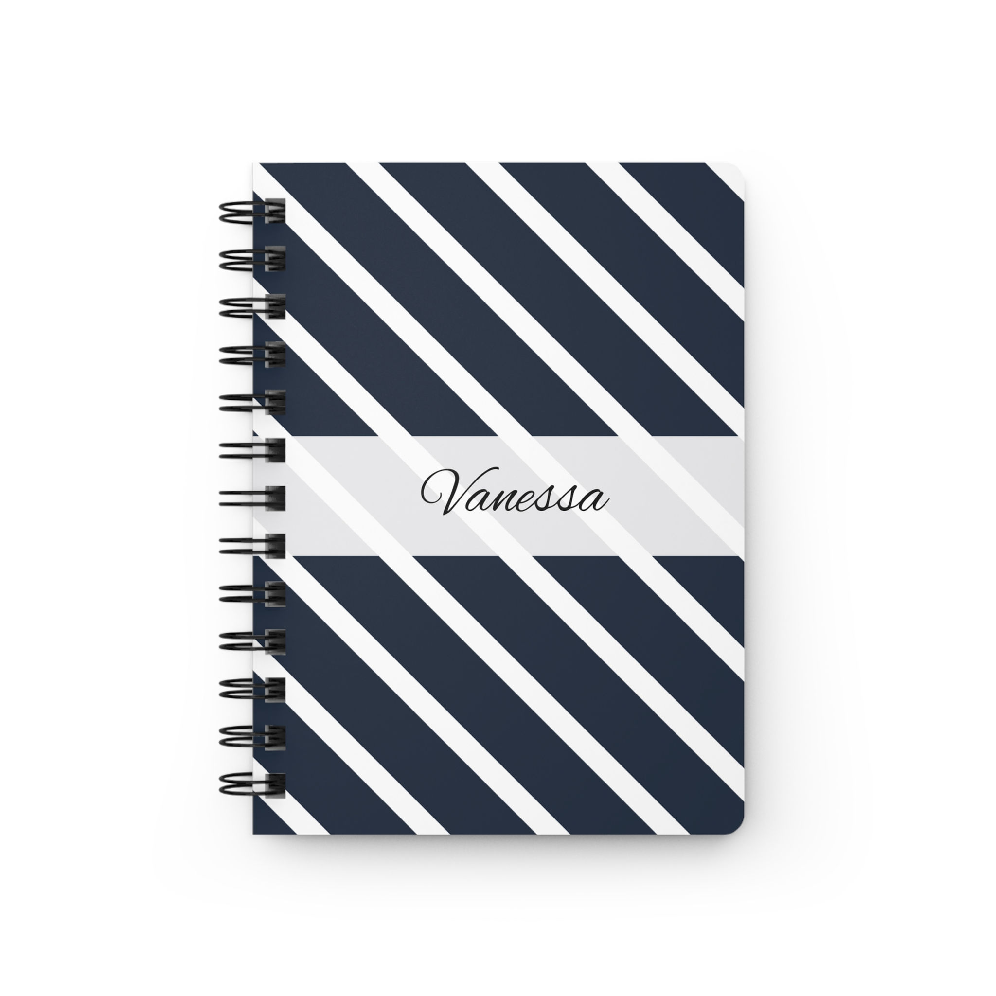 Personalized Striped Spiral Notebook | 5" x 7" | Blue stripes