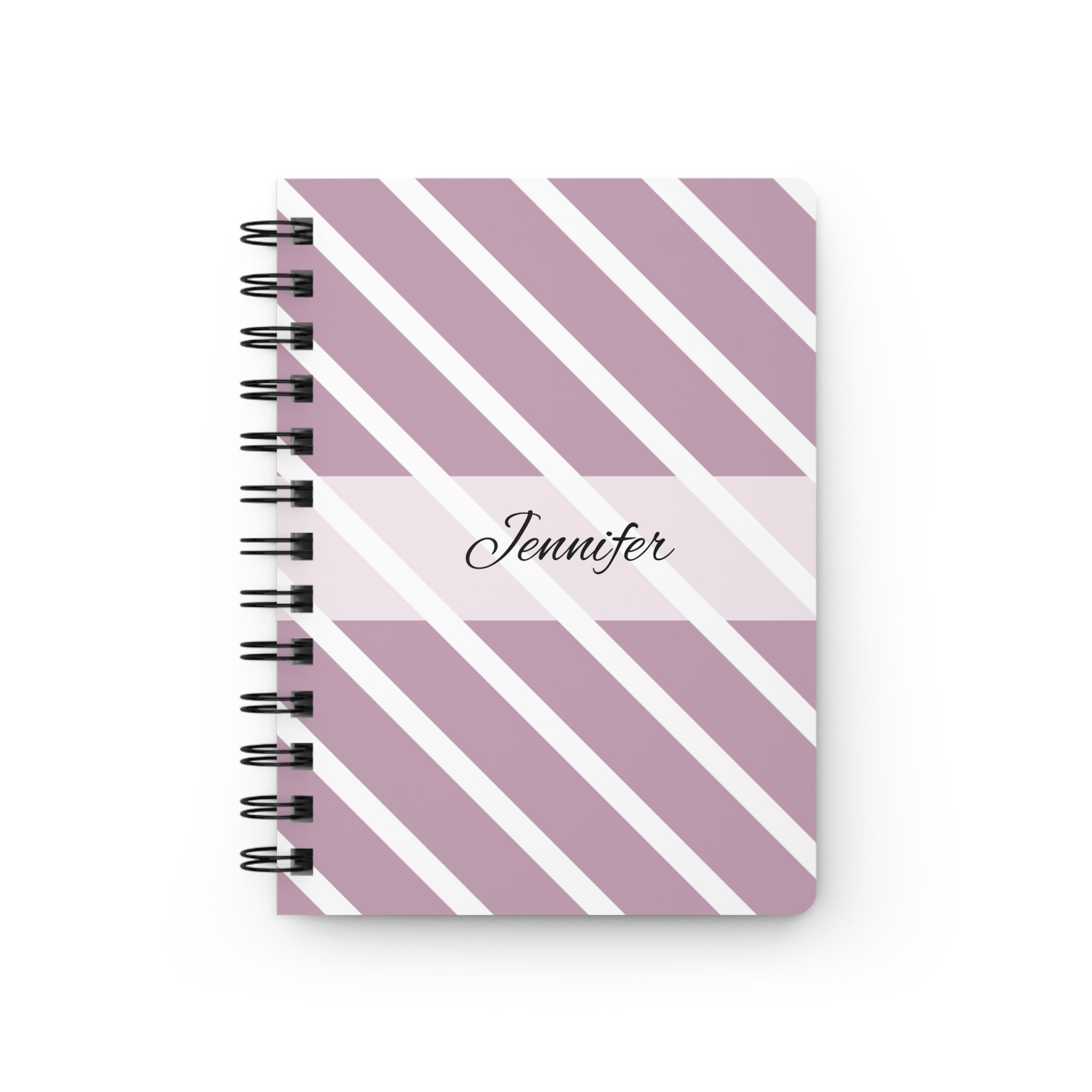 Personalized Striped Spiral Notebook | 5" x 7" | Purple stripes