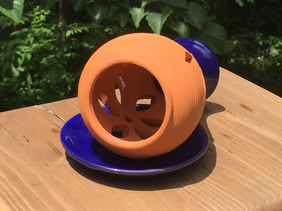 サムネイル： 青と茶色のキャンドルホルダー Blue and brown candle holder