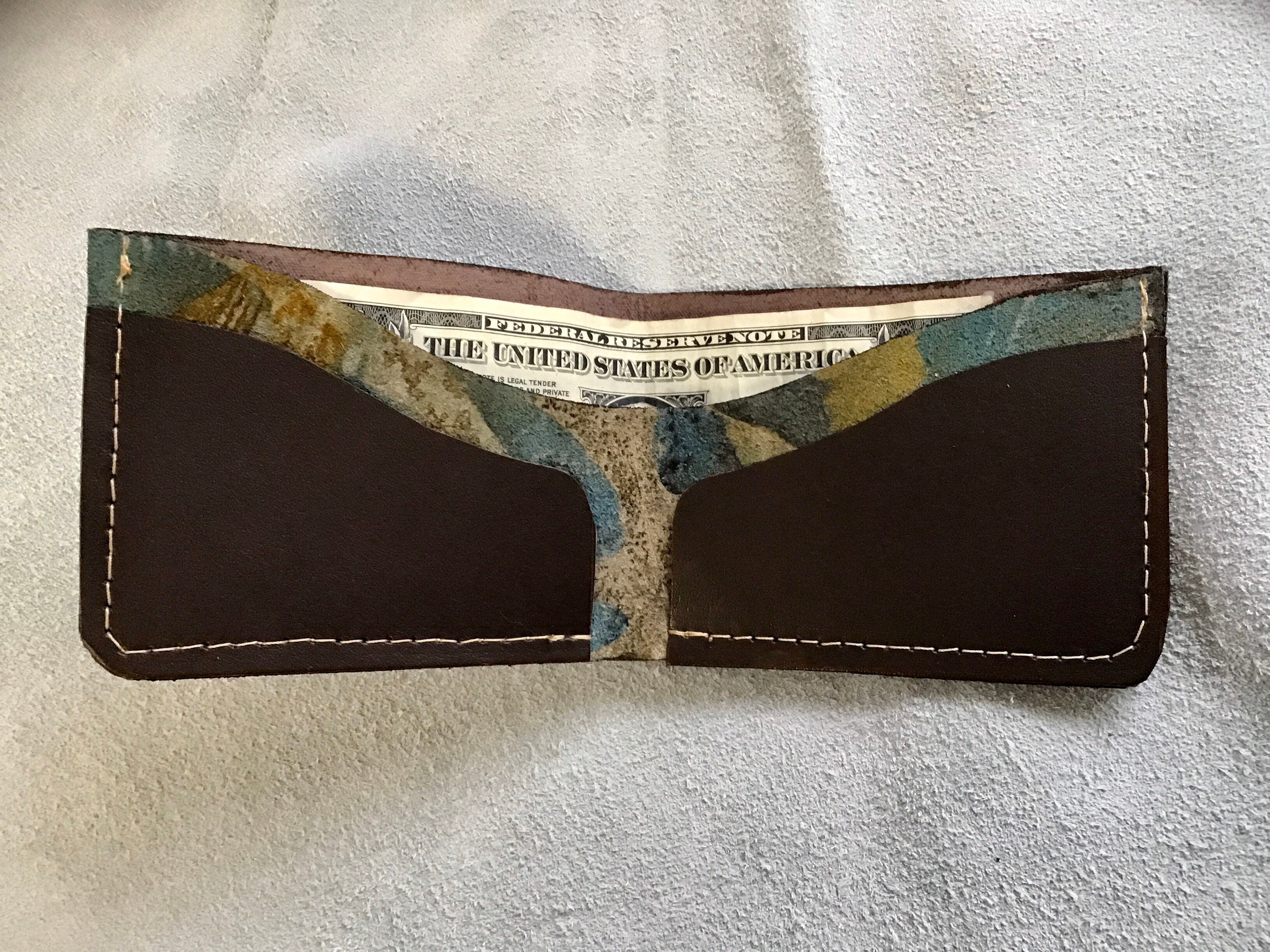 Leather Wallet, Ecoprinted Designs from Plants, Beautiful Top Grain Deep Brown L