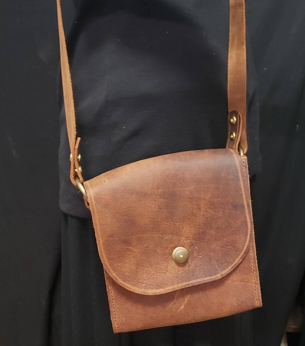 Miniatura: Leather Handbag with Shoulder Strap, Crossbody Purse, Handcrafted by NC Artist, 