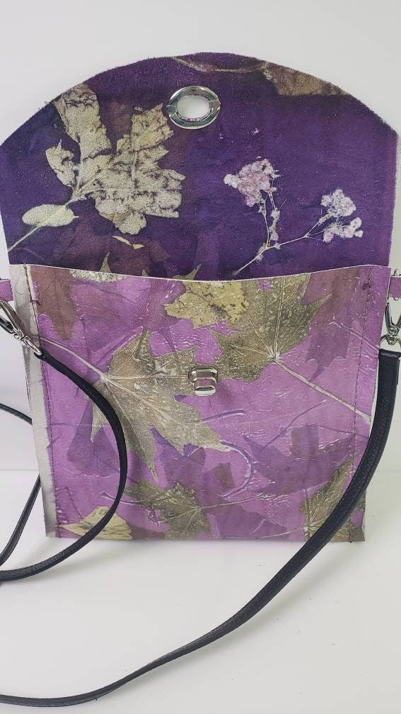 Miniature : Leather Handbag, Unique,Ecoprinted Designs & Natural Colors from Maple, Baby's B